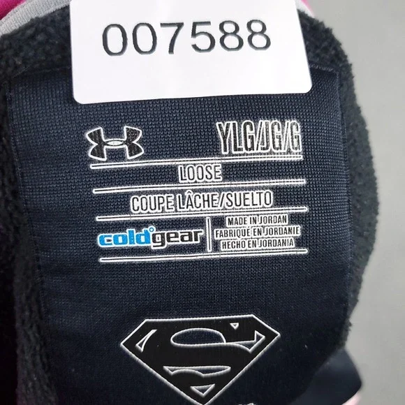Under Armour Sweater Kids Large Black Pink Superman Hoodie Sweatshirt - Picture 12 of 12